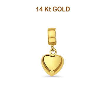 14K Yellow Gold Heart Charm for Mix&Match Pendant 17mmX8mm 0.9 grams